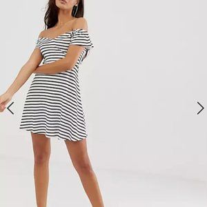 ASOS off shoulder striped skater dress